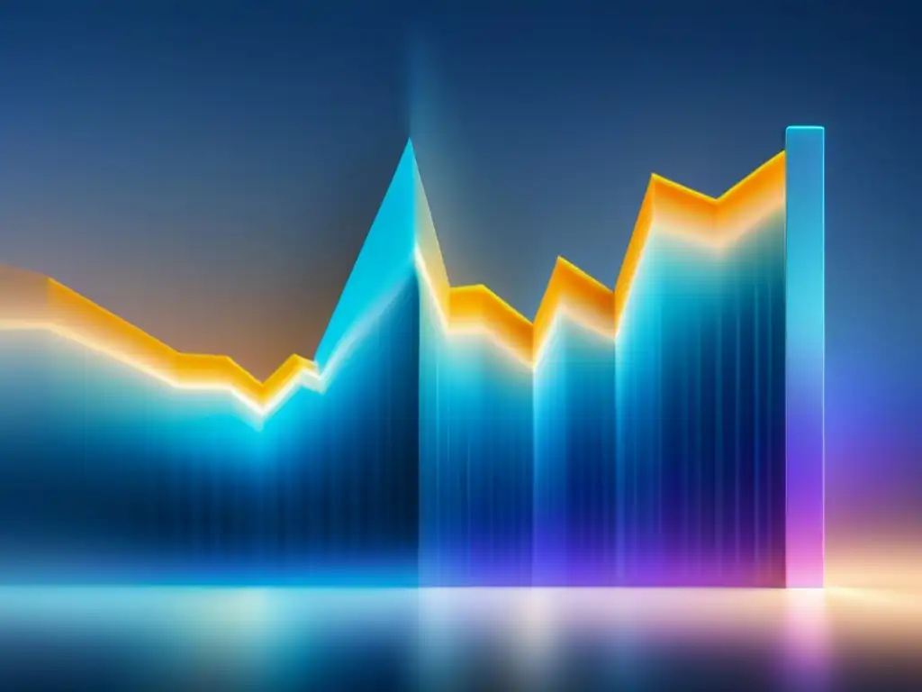 Un gráfico financiero moderno y detallado con tonos azules y metálicos, simbolizando el Machine Learning en finanzas