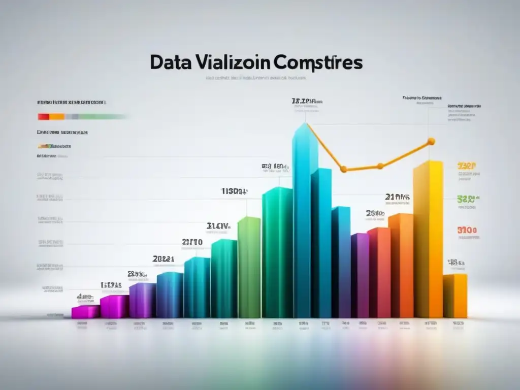 Gráfico de líneas moderno muestra el crecimiento de la visualización de datos para industrias en la última década, con colores representativos