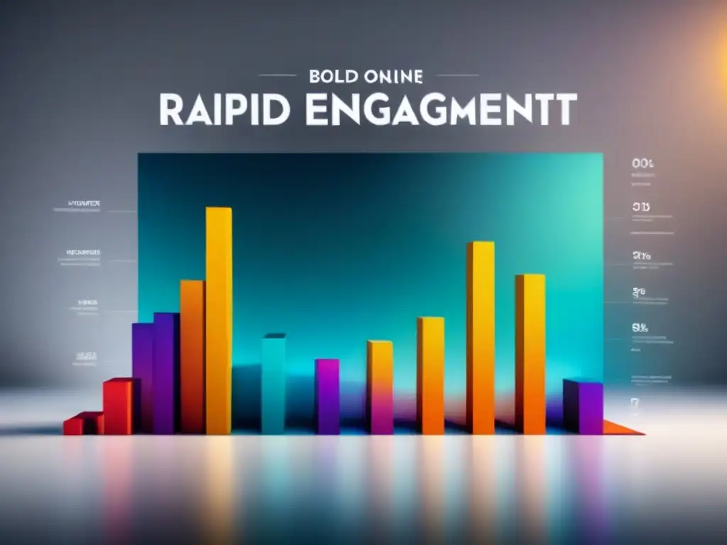 Gráfico moderno con aumento rápido de métricas de engagement online en la industria electrónica