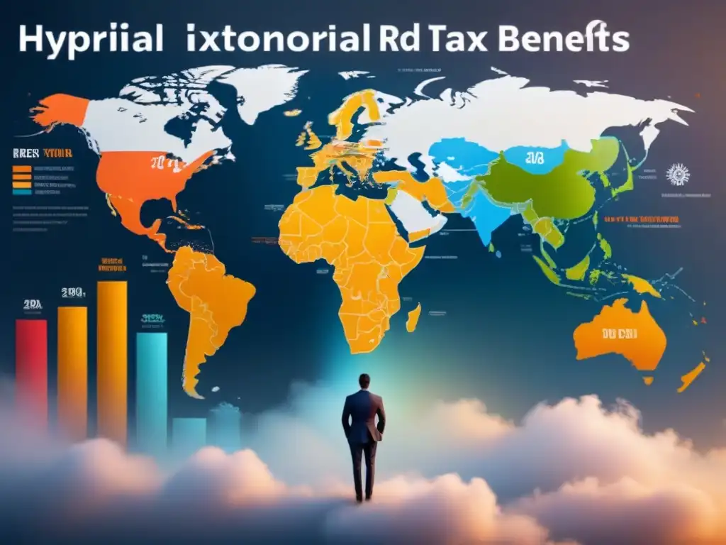 Gráficos modernos y detallados comparando beneficios fiscales por I+D en varios países