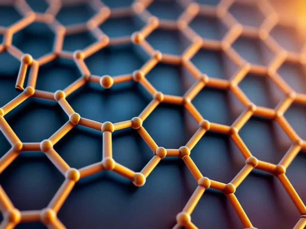 Patrón hexagonal de átomos de carbono en estructura de grafeno, revolucionando materiales bidimensionales en sensores y dispositivos