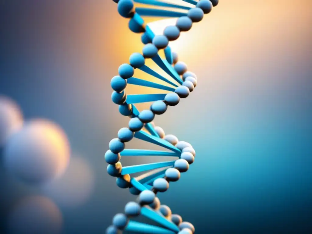 Espectacular ilustración realista de un ADN en tonos azules y plateados Una ilustración detallada y ultrarrealista de una estructura de doble hélice de ADN en tonos de azul y plata, mostrando la complejidad y belleza de la innovación biotecnológica