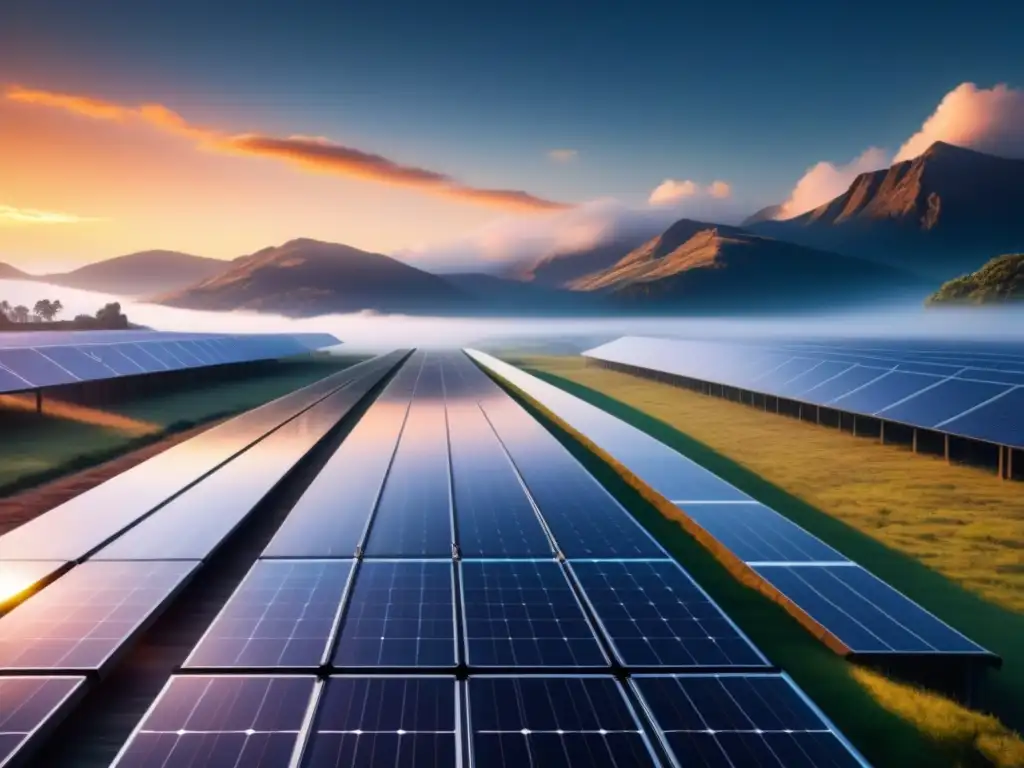 Cityscape futurista con paneles solares integrados Una ilustración minimalista de una ciudad futurista con paneles solares integrados, reflejando una regulación energía solar avanzada