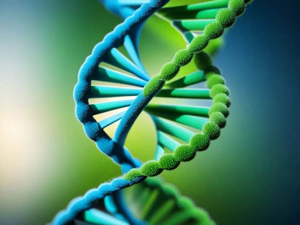 Imagen de ADN entrelazado con 'Innovación químicos sostenibles colaboraciones estratégicas' en tonos verdes y azules, simbolizando asociaciones en la industria química