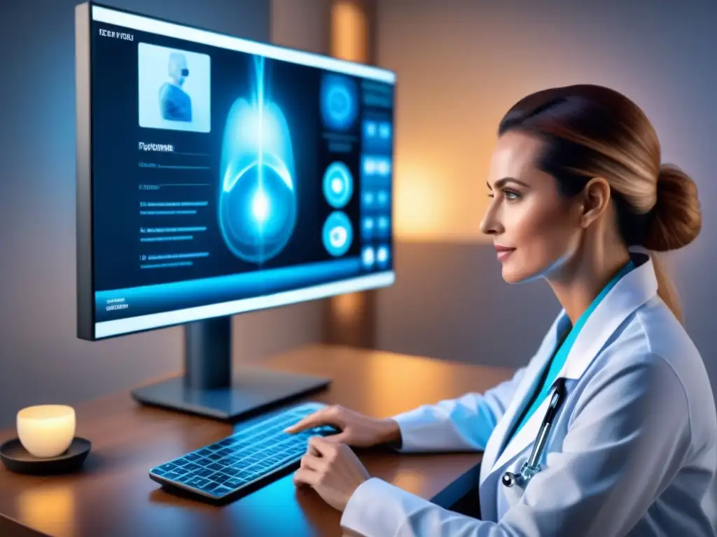 Una imagen futurista de dispositivos telemedicina conectando doctores y pacientes en consulta virtual