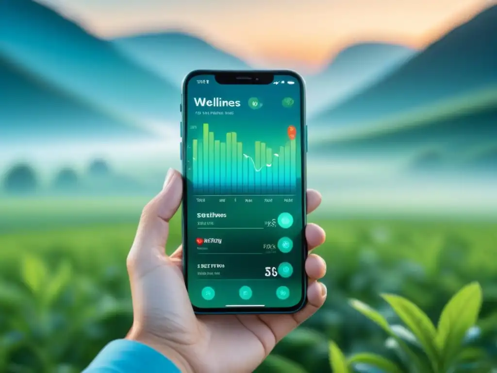 Una imagen de un teléfono inteligente moderno con una aplicación de salud vibrante y fácil de usar