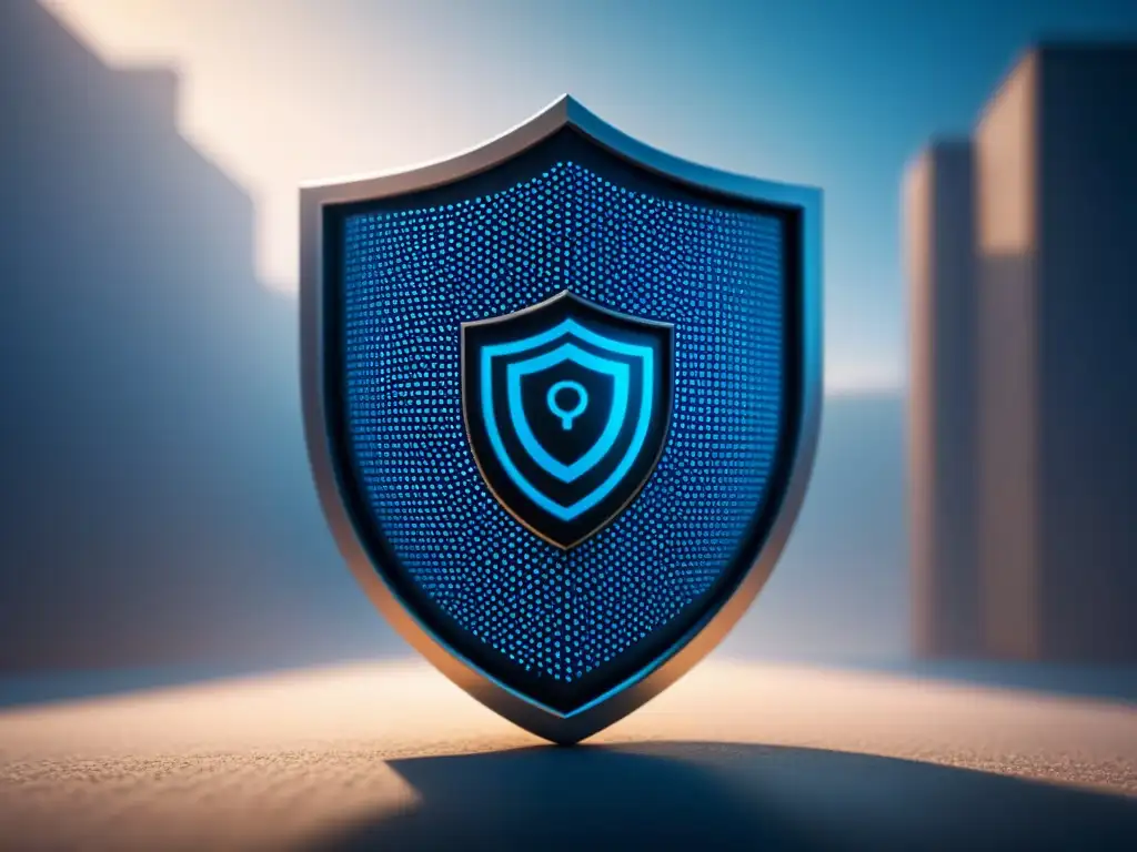 Ciberseguridad Avanzada: Fortaleza Digital Protegida por Código Binario Imponente fortaleza digital rodeada de código binario, simbolizando seguridad en sistemas computación alto