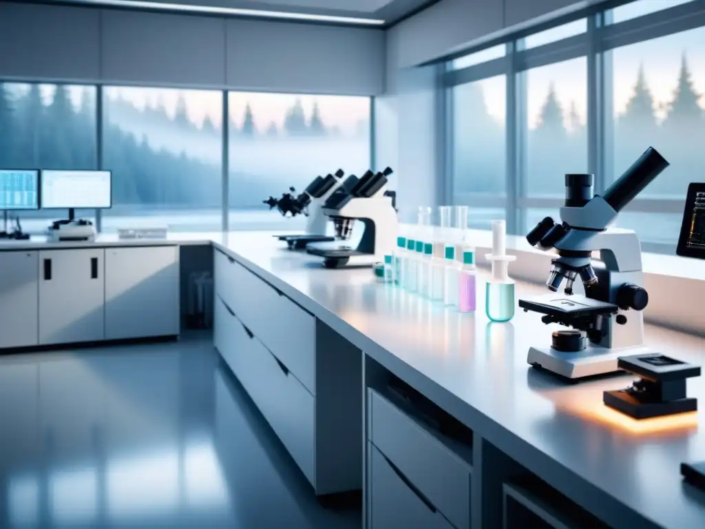 Imponente laboratorio biotecnológico con tecnología de vanguardia y diseño minimalista en cumplimiento normativo