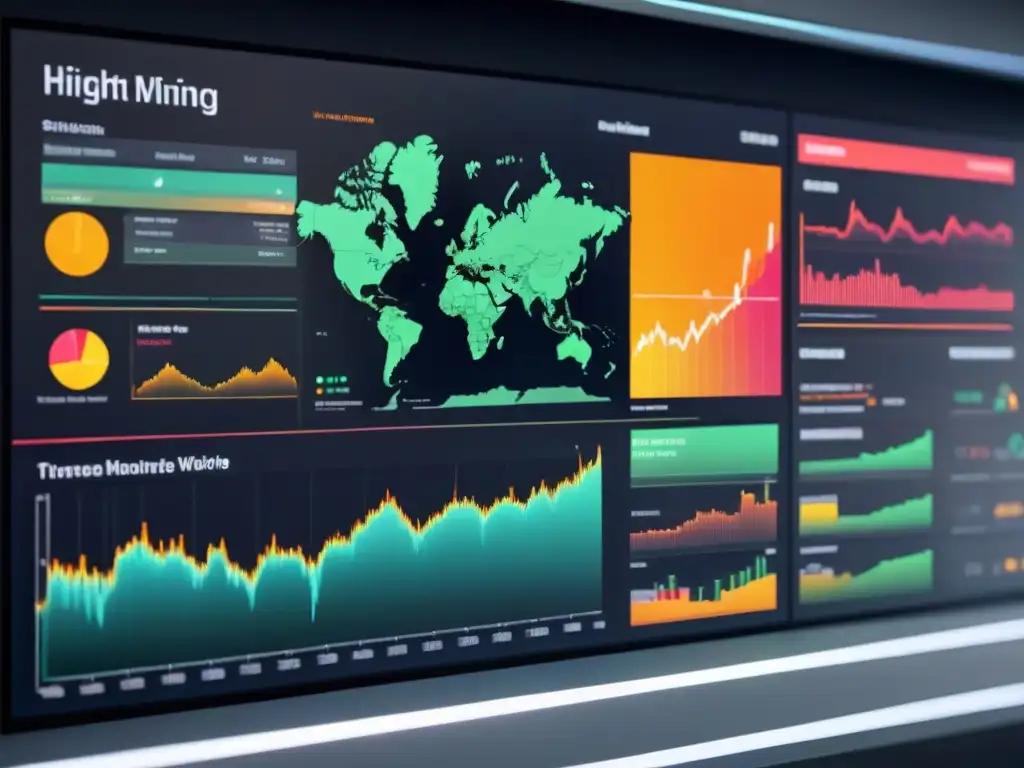 Impresionante visualización de datos en minería sostenible en pantalla de alta tecnología