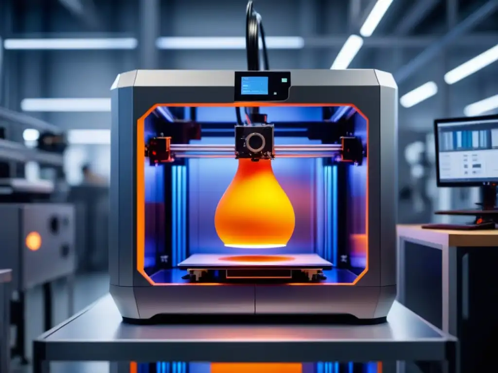 Una impresionante impresora 3D industrial en acción, creando piezas con precisión