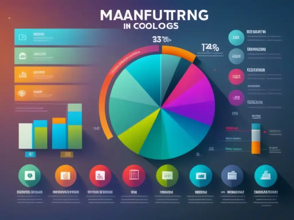 Impresionante infografía de industrias con visualización de datos en colores únicos