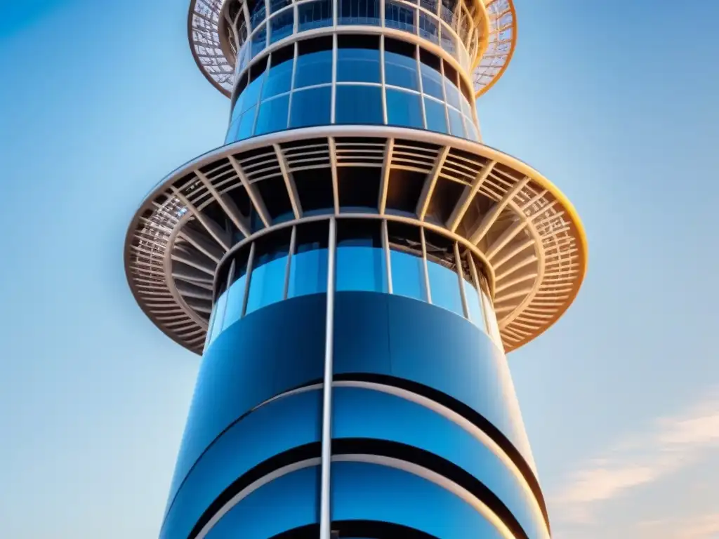 Impresionante torre de telecomunicaciones en cerámicas avanzadas, reflejando innovación