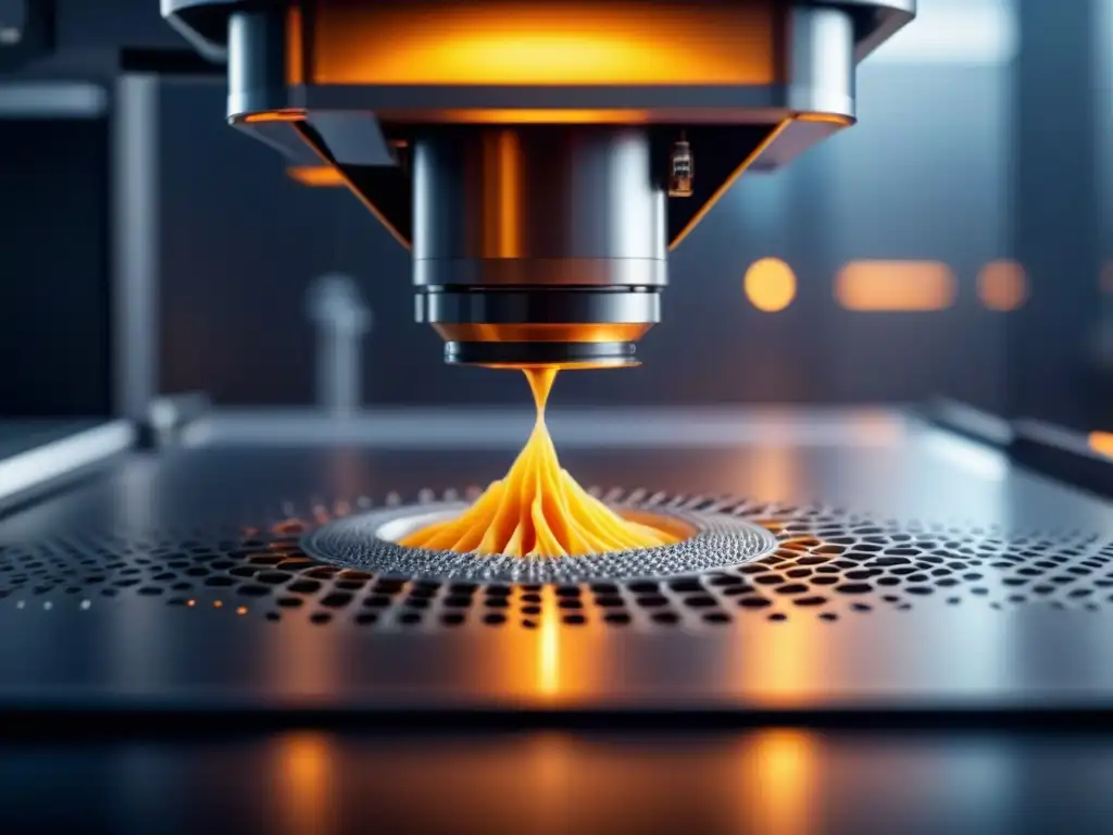 Avanzada impresora 3D metálica creando pieza innovadora Increíble impresora 3D de metales en acción, mostrando tecnología futurista y precisión