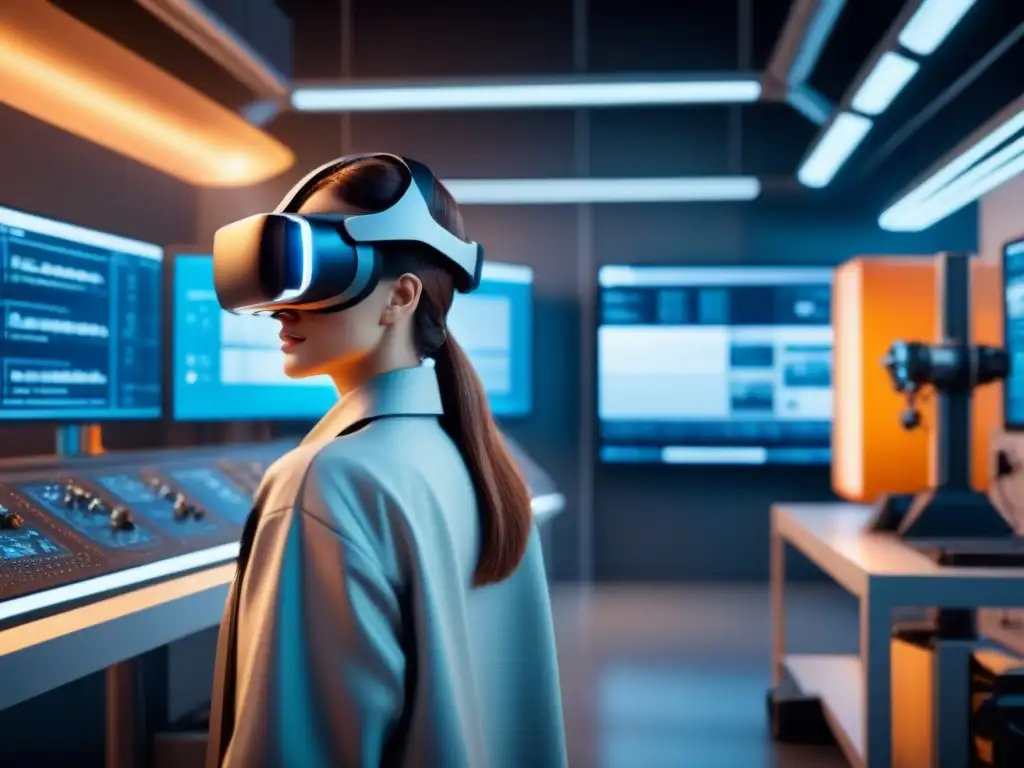 Instalación de formación industrial futurista con tecnología de Realidad Mixta en acción