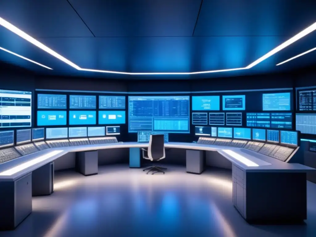 Innovaciones en seguridad energía nuclear: Sala de control ultramoderna con ingenieros y paneles de alta tecnología