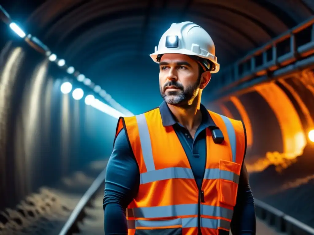 Innovadora tecnología wearable en la seguridad minera en túnel subterráneo iluminado