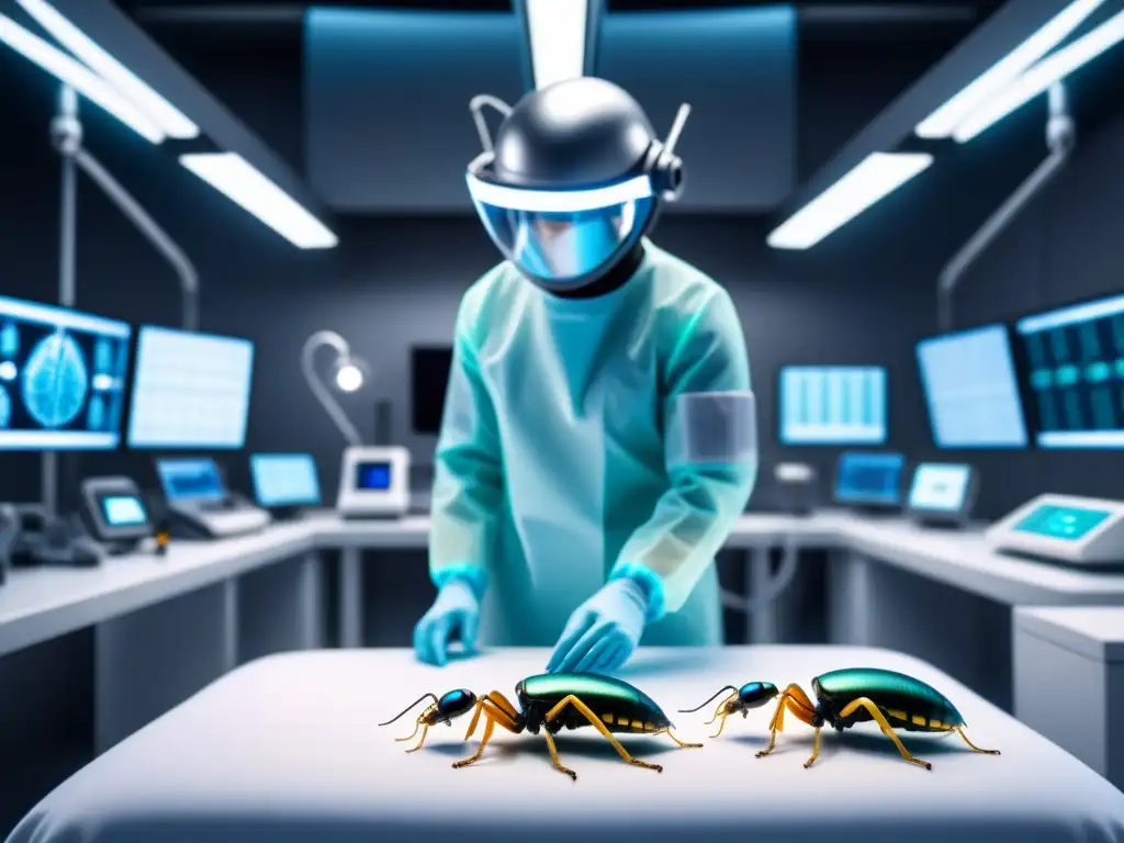 Inspiradora imagen de nanorobots en medicina sostenible realizando cirugía de precisión en un entorno futurista y estéril