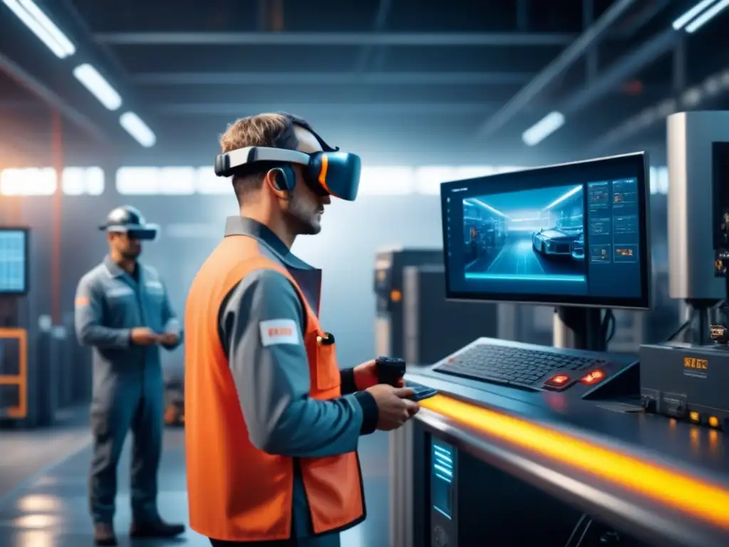 Una instalación futurista de mantenimiento industrial con tecnología de Realidad Virtual integrada en las operaciones