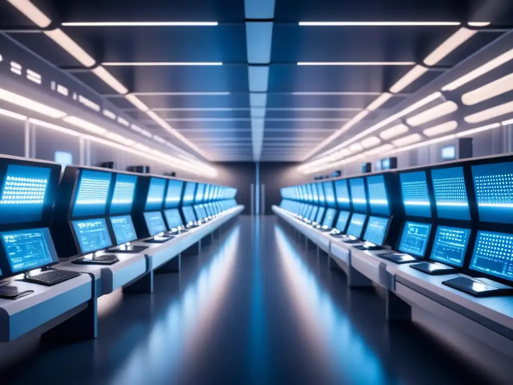 Instalación industrial futurista con dispositivos IoT brillantes Una instalación industrial futurista con dispositivos IoT interconectados brillando en azul