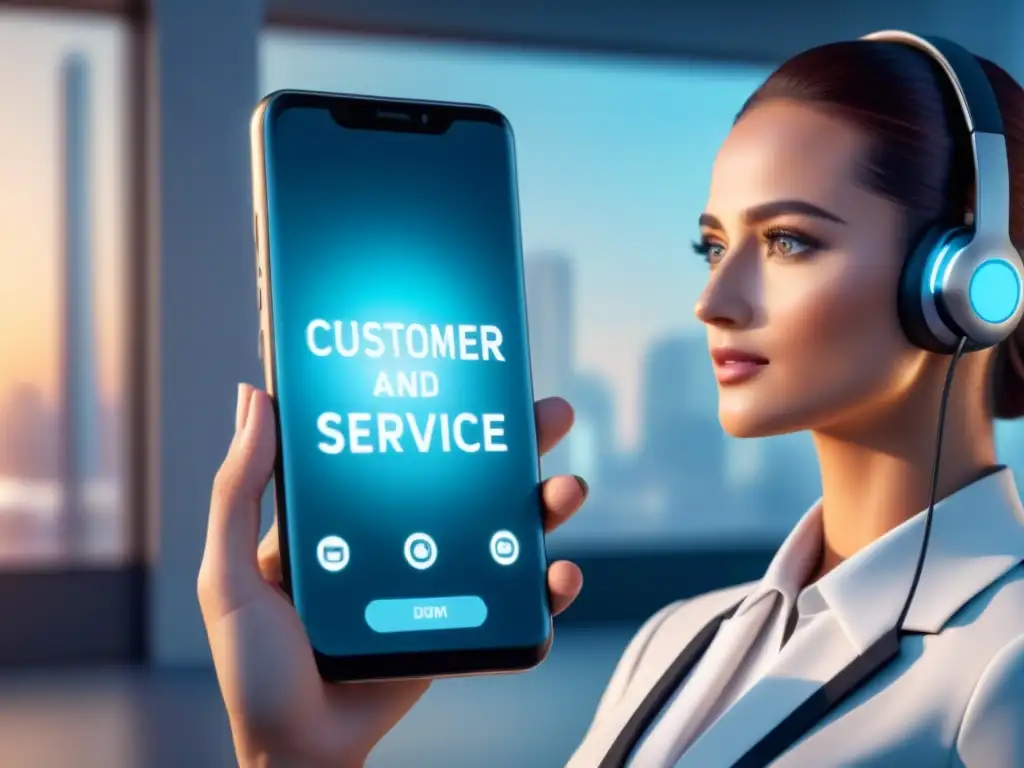 Interfaz de chatbot moderno en smartphone, con Inteligencia Artificial en la experiencia del cliente