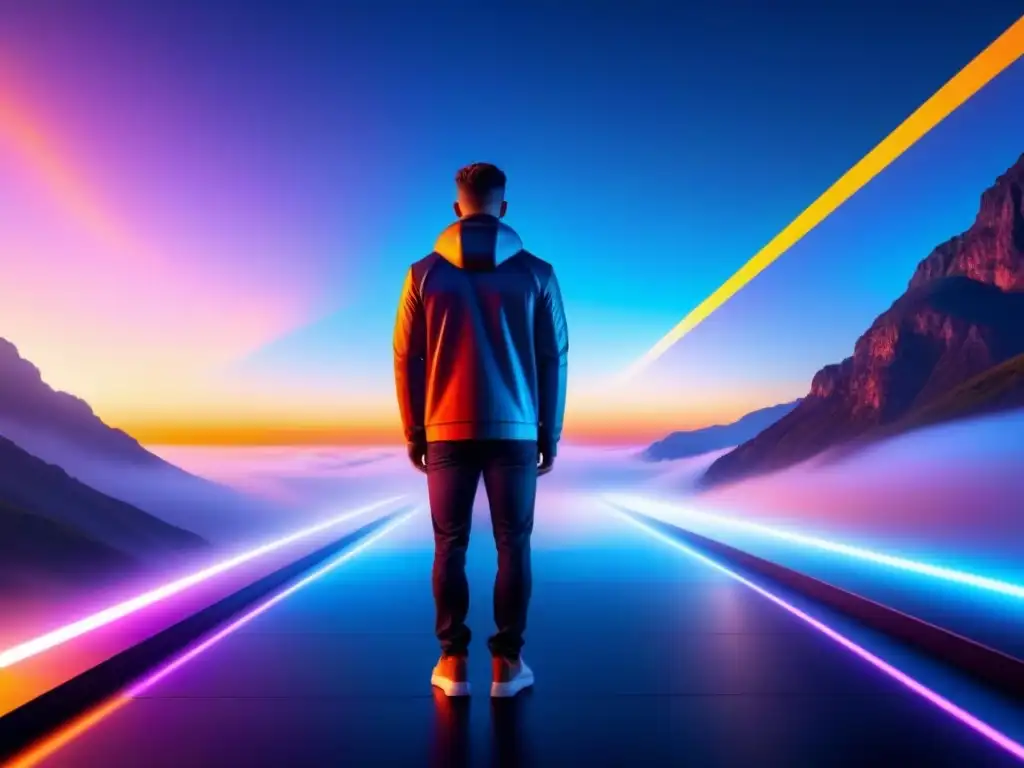 Interfaz AI futurista muestra análisis de clientes con IA en visualizaciones de datos detalladas y vibrantes