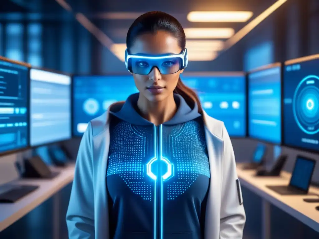 Una interfaz futurista de ciberseguridad con gestión de identidades en un entorno de computación de alto rendimiento