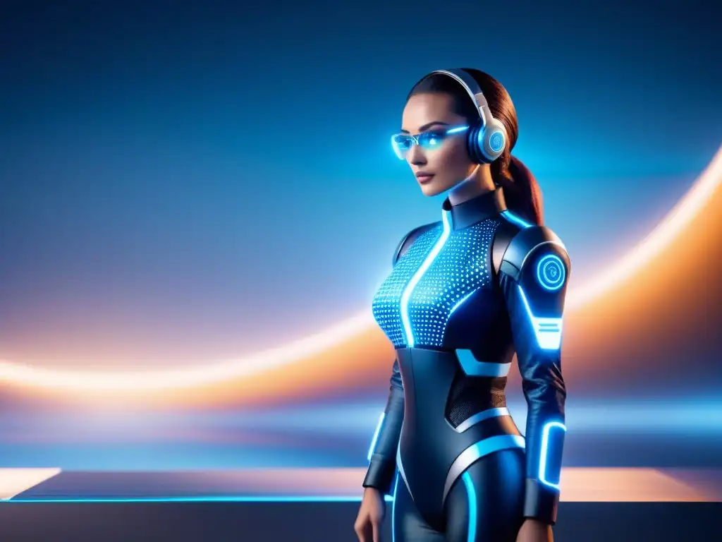 Una interfaz de inteligencia artificial futurista analizando datos de clientes en un espacio digital, destacando la IA en análisis de clientes