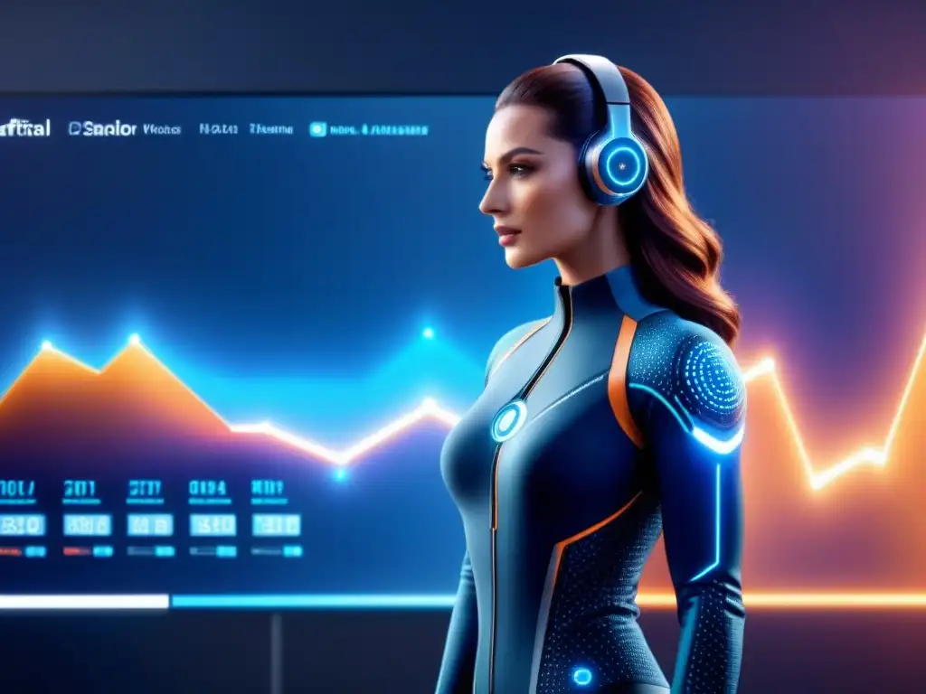 Una interfaz de inteligencia artificial minimalista y futurista muestra complejos análisis de clientes