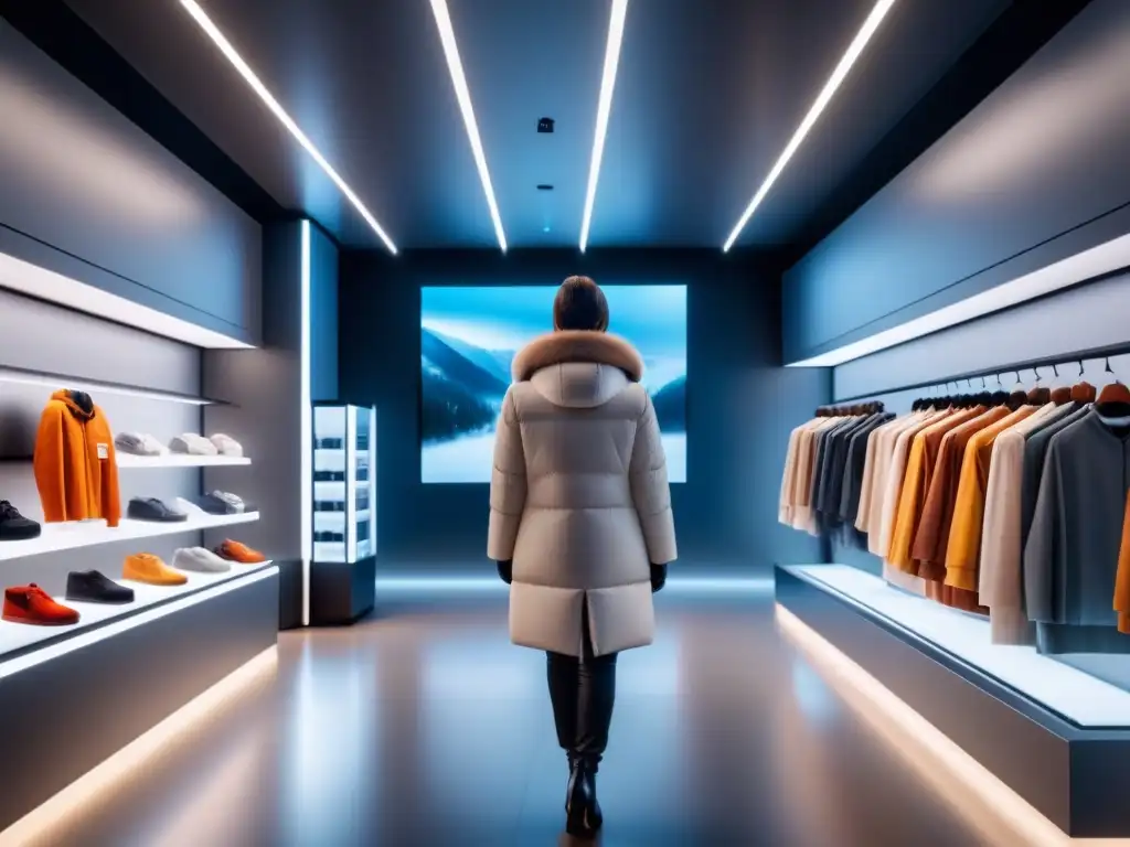 Interior minimalista y futurista de tienda con sensores de IoT integrados