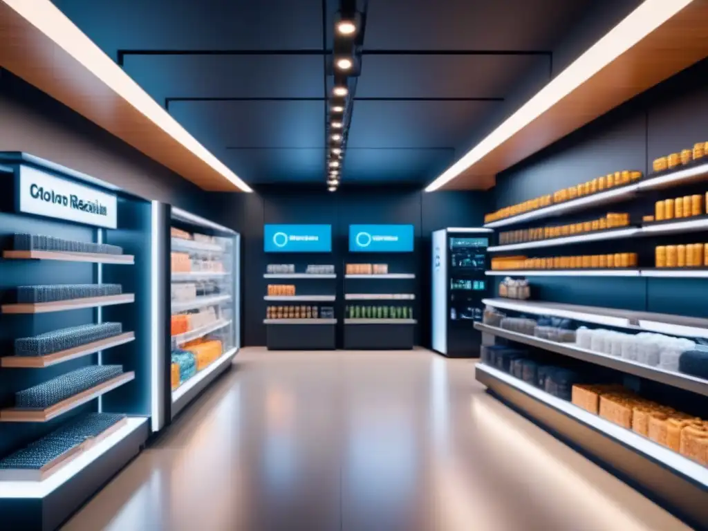 Interior de tienda moderna con sensores e IoT integrados, eficiencia y tecnología en retail