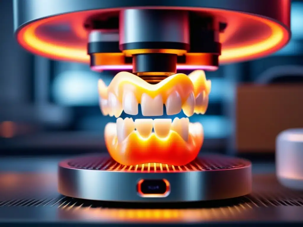 Intrincada impresión 3D de implante dental personalizado en acción