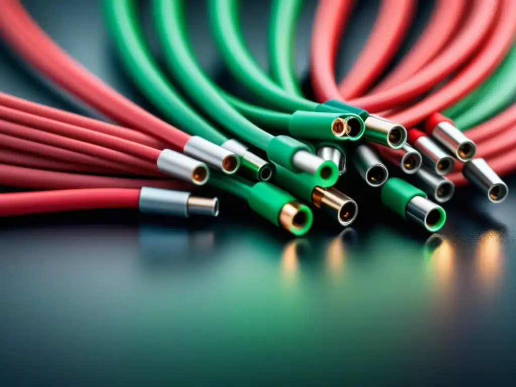 Intrincada red de cables rojos y verdes simbolizando los errores en financiación de proyectos tecnológicos