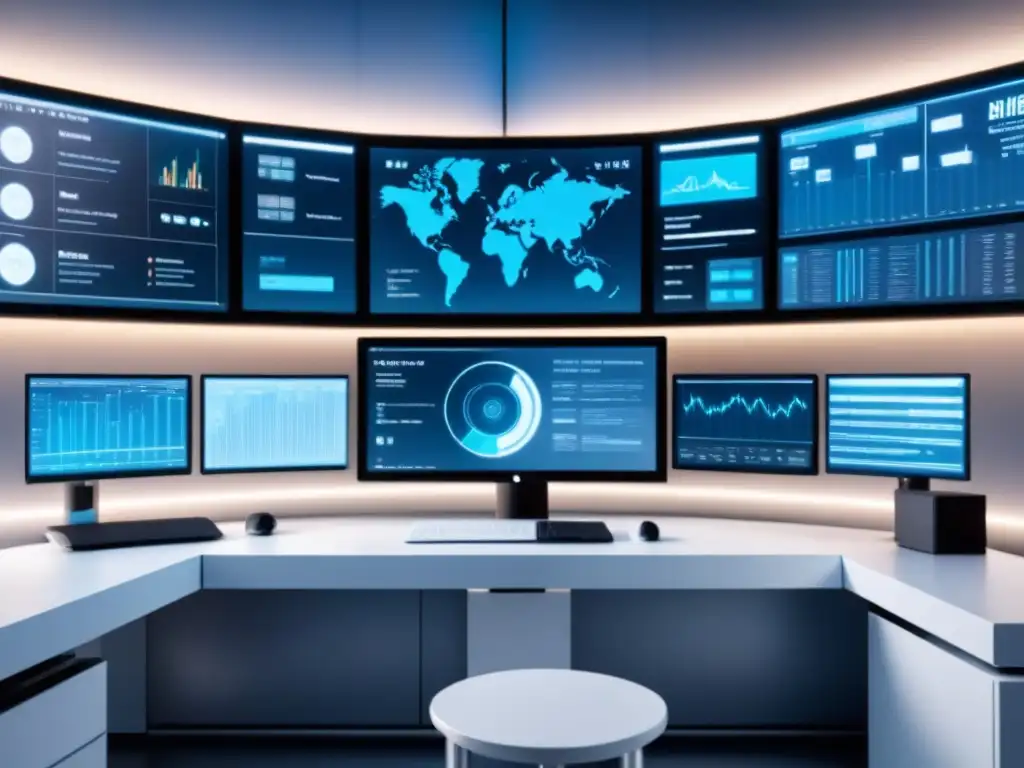 Un laboratorio futurista con equipos de análisis biométrico de vanguardia en ensayos clínicos