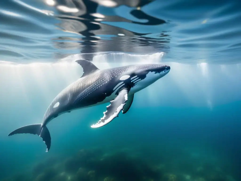 Pod de majestuosas ballenas jorobadas se deslizan en aguas cristalinas, transmitiendo paz y armonía