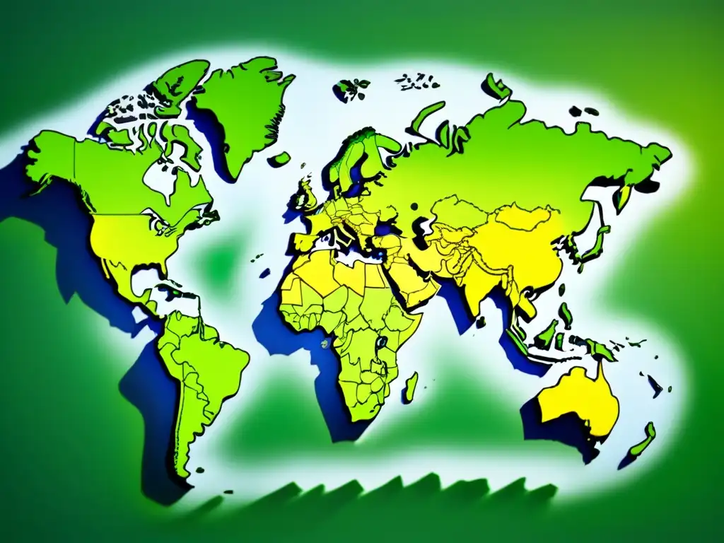 Mapa mundial resaltando países en verde por la Implementación de biocombustibles en transporte