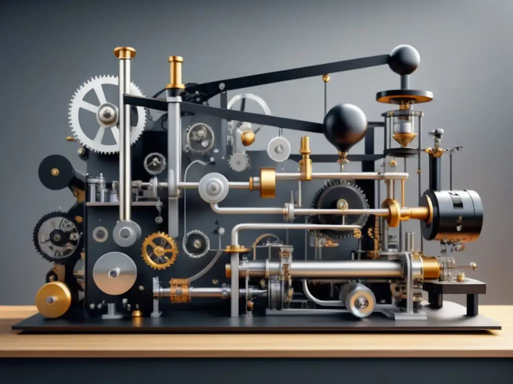 Una máquina de Rube Goldberg detallada que representa la innovación a través de la superación de errores