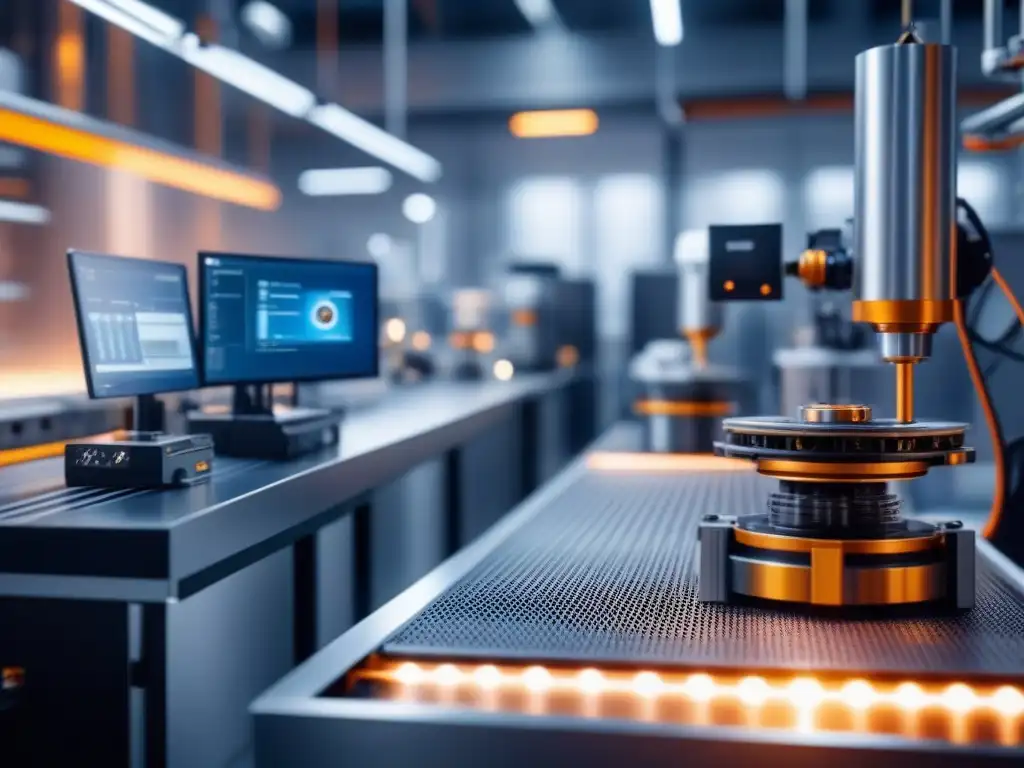 Innovación en Metal 3D: Fábrica Futurista de Alta Tecnología Impresión 3D de metales en fábrica futurista con tecnología de vanguardia y trabajadores en trajes limpios