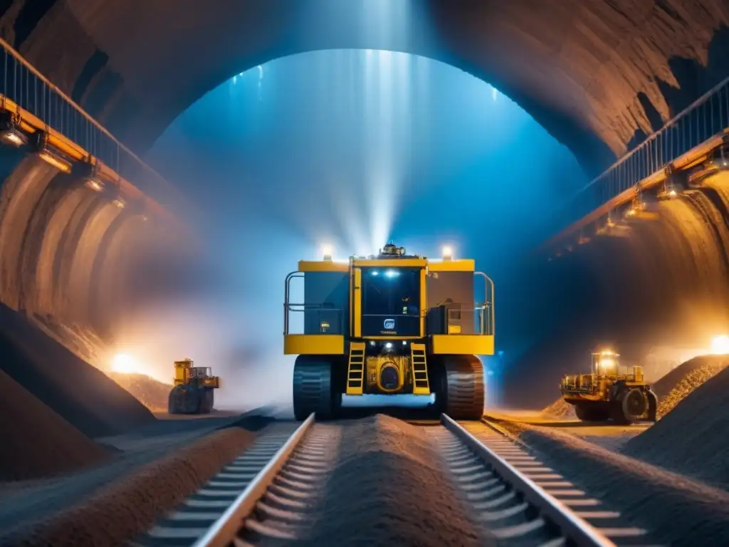 Operación minera sostenible con metales superconductores en ambiente futurista y limpio