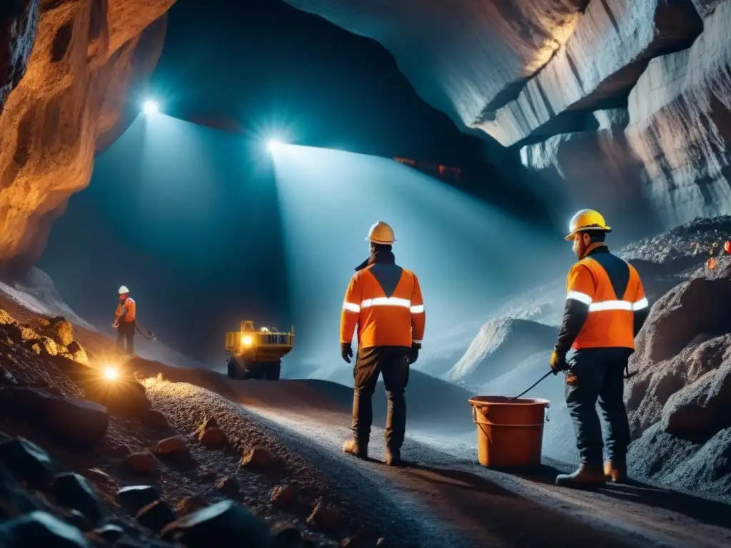 Minería sostenible en la exploración profunda con tecnología avanzada y diseño futurista