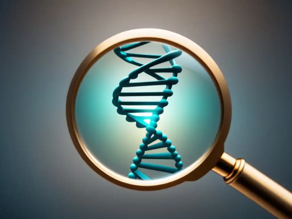Ética en investigación genética: DNA y lupa en armonía Ilustración minimalista de un ADN entrelazado con una lupa, simbolizando la importancia de los comités ética investigación genética