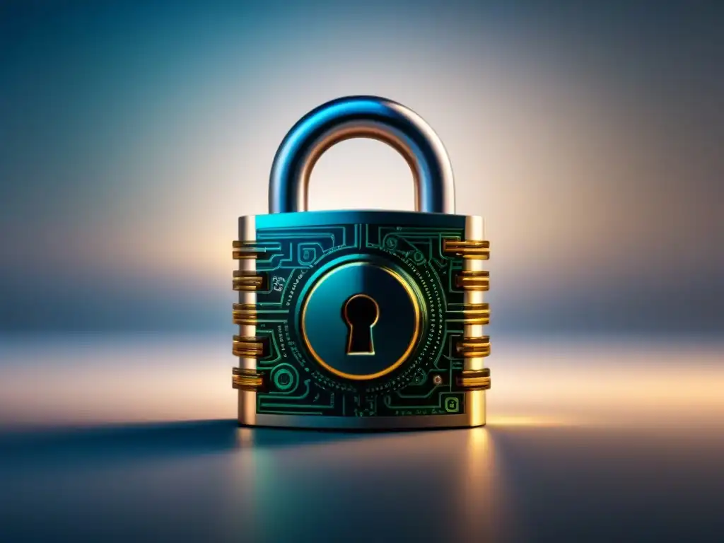 Candado digital para protección de energía Ilustración minimalista de un candado digital con patrones de circuitos, simbolizando la ciberseguridad en infraestructuras energéticas críticas
