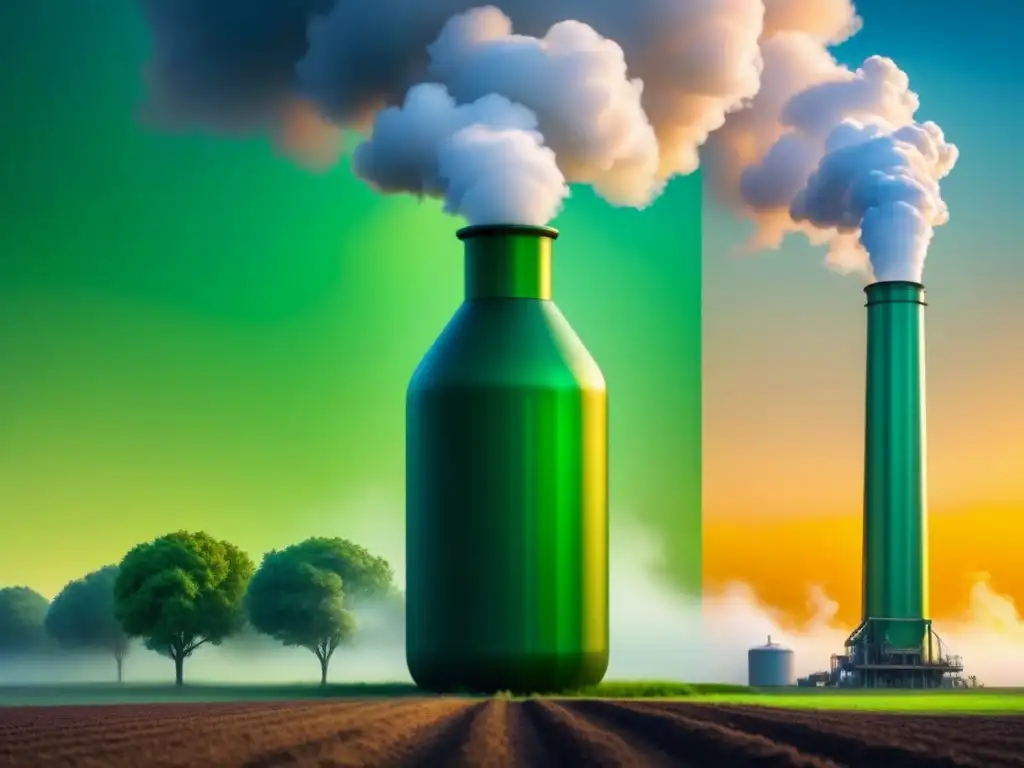 Transformación de CO2 en biofuels: ilustración minimalista del proceso Ilustración minimalista de la conversión de CO2 en biocombustibles, mostrando captura de carbono y transformación en combustibles sostenibles