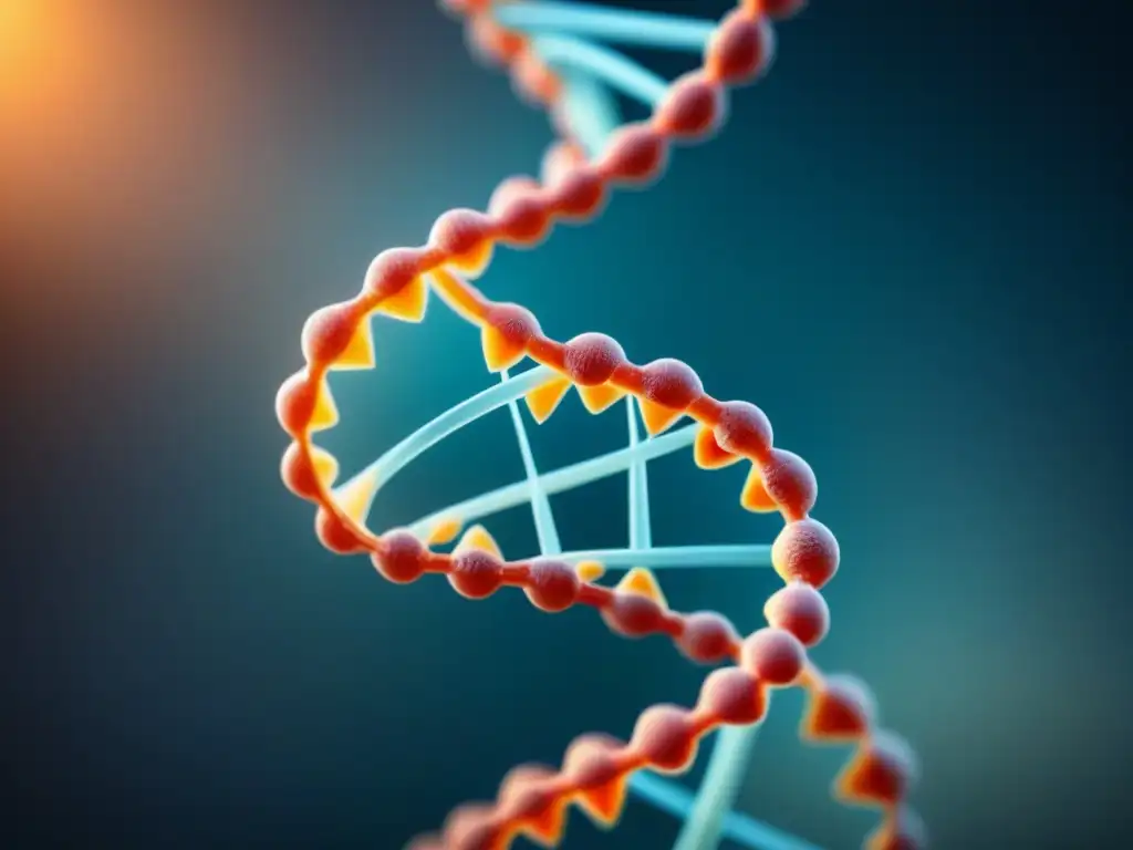 Una representación minimalista y detallada de una estructura de doble hélice de ADN, con un diseño moderno y elegante que destaca los pares de bases nucleotídicas