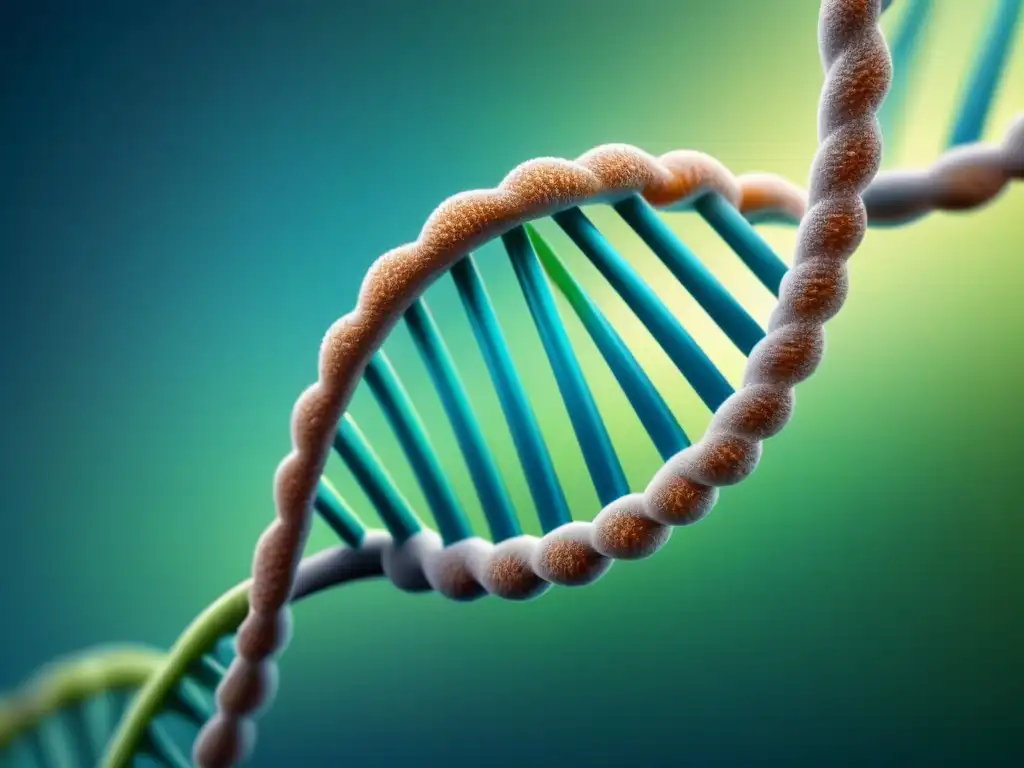 Helice de ADN: Innovación Tecnológica en Biotecnología Un ADN en ilustración minimalista con gradientes azules y verdes, simbolizando innovación en protección patentes biotecnológicas