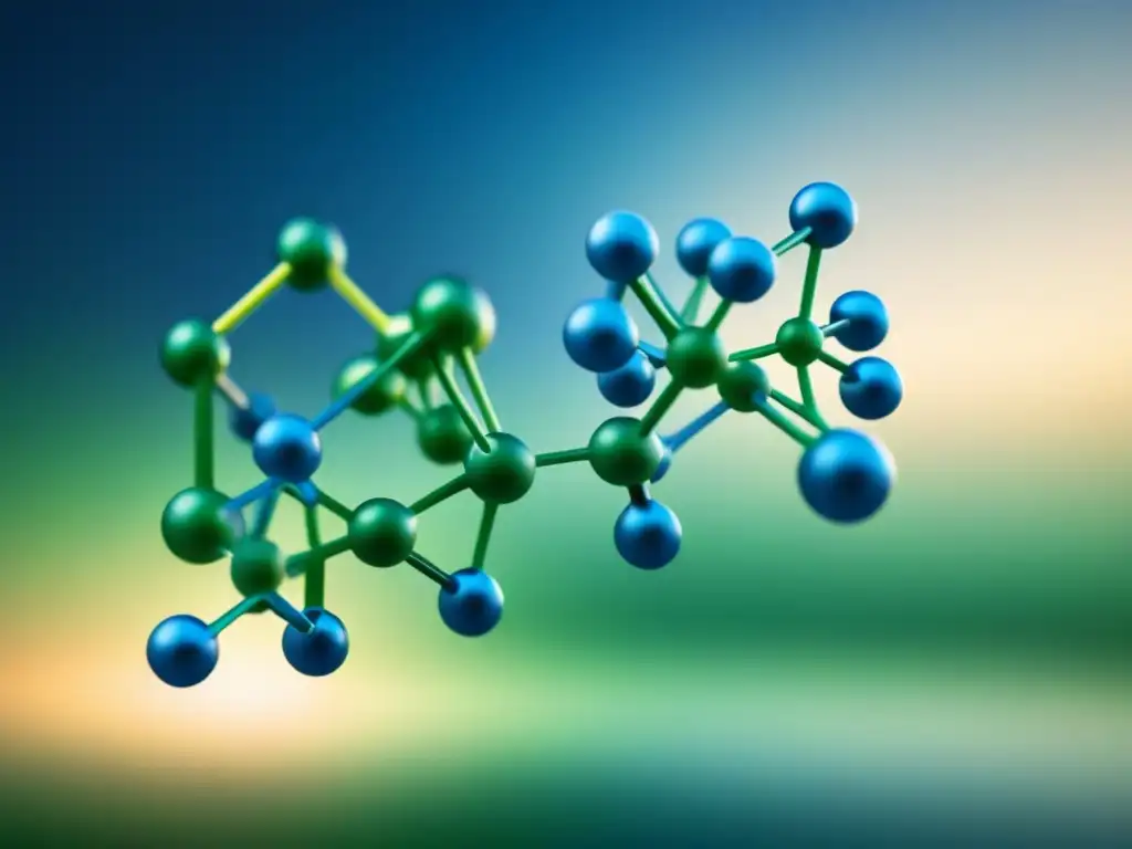 Red personalizada de biocatalizadores: eficiencia molecular Ilustración minimalista de intrincados biocatalizadores personalizados para industria química en tonos azules y verdes