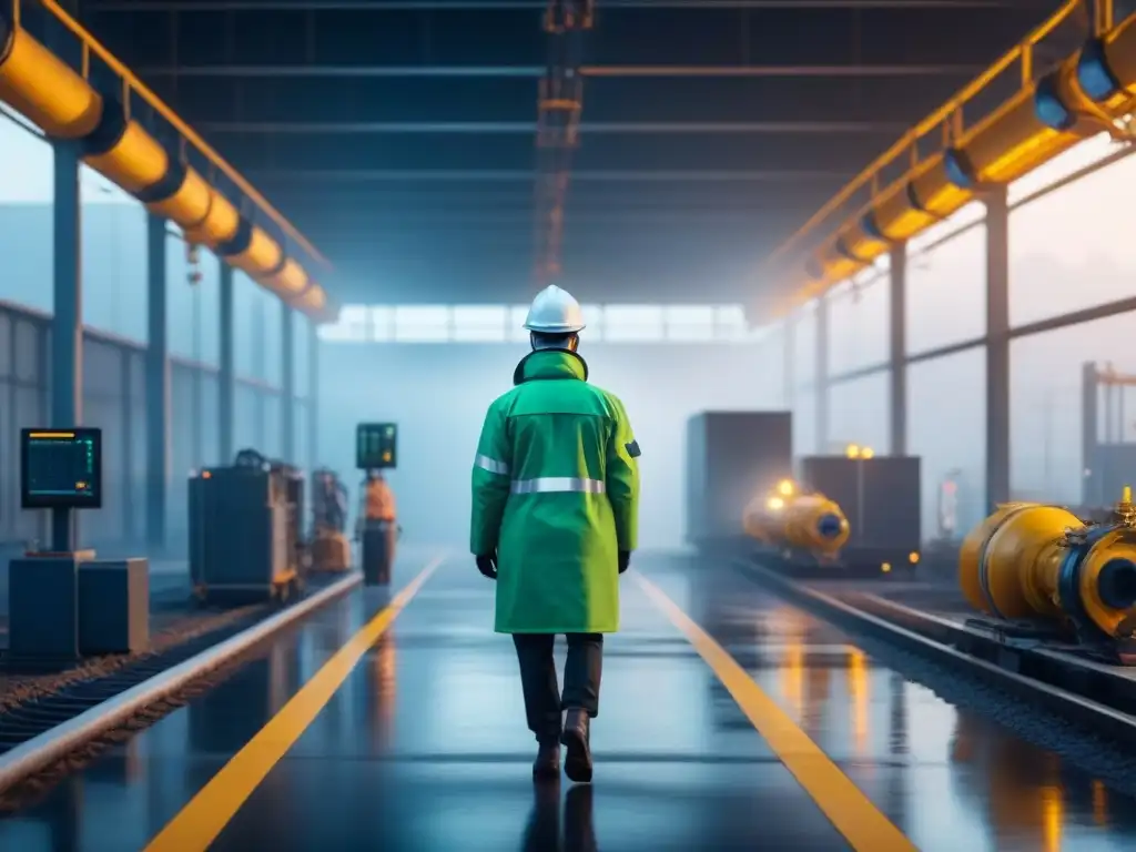 Monitoreo de condición: Innovación vital en industrias clave Ilustración minimalista de sectores industriales con tecnología de monitorización de condiciones integrada, destacando innovación y seguridad