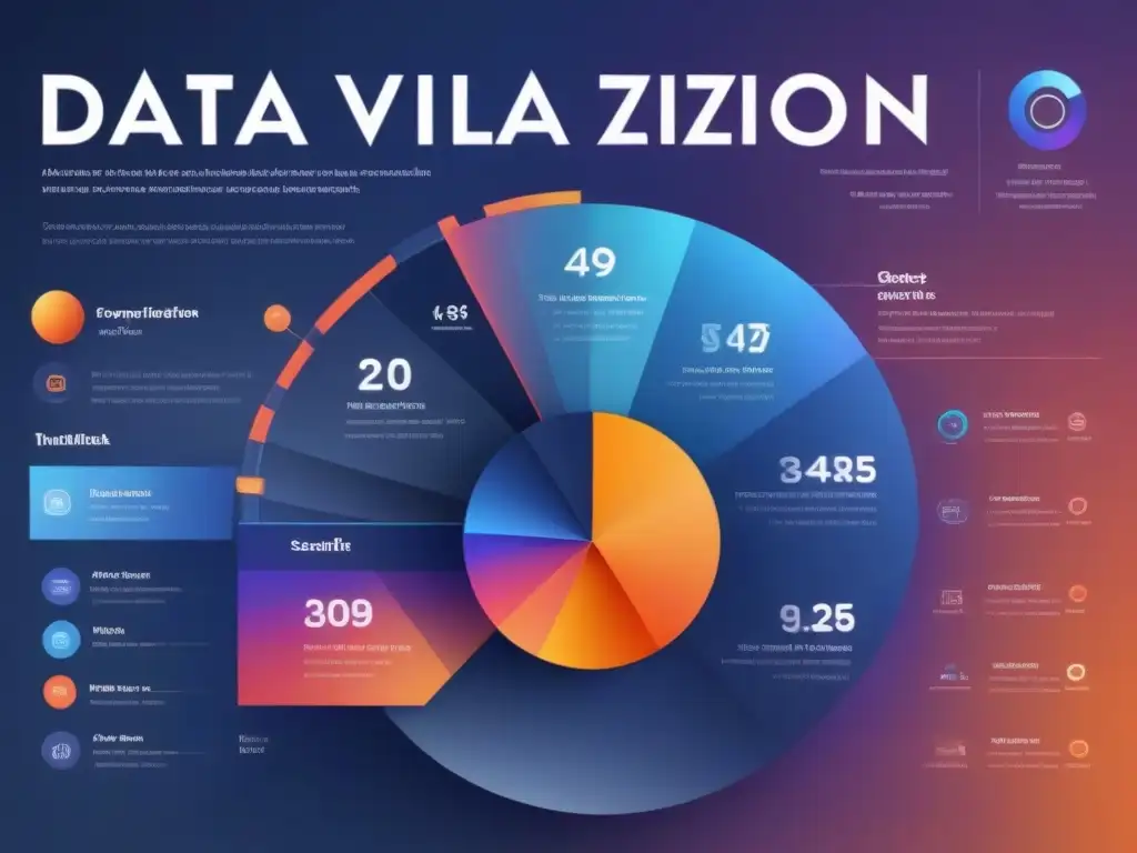 Infografía moderna sobre la evolución de herramientas de visualización de datos en industrias, con diseño futurista y elegante