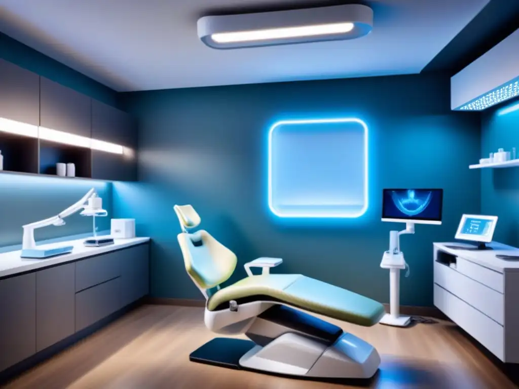 Modernidad y tecnología en una clínica dental futurista con impresión 3D