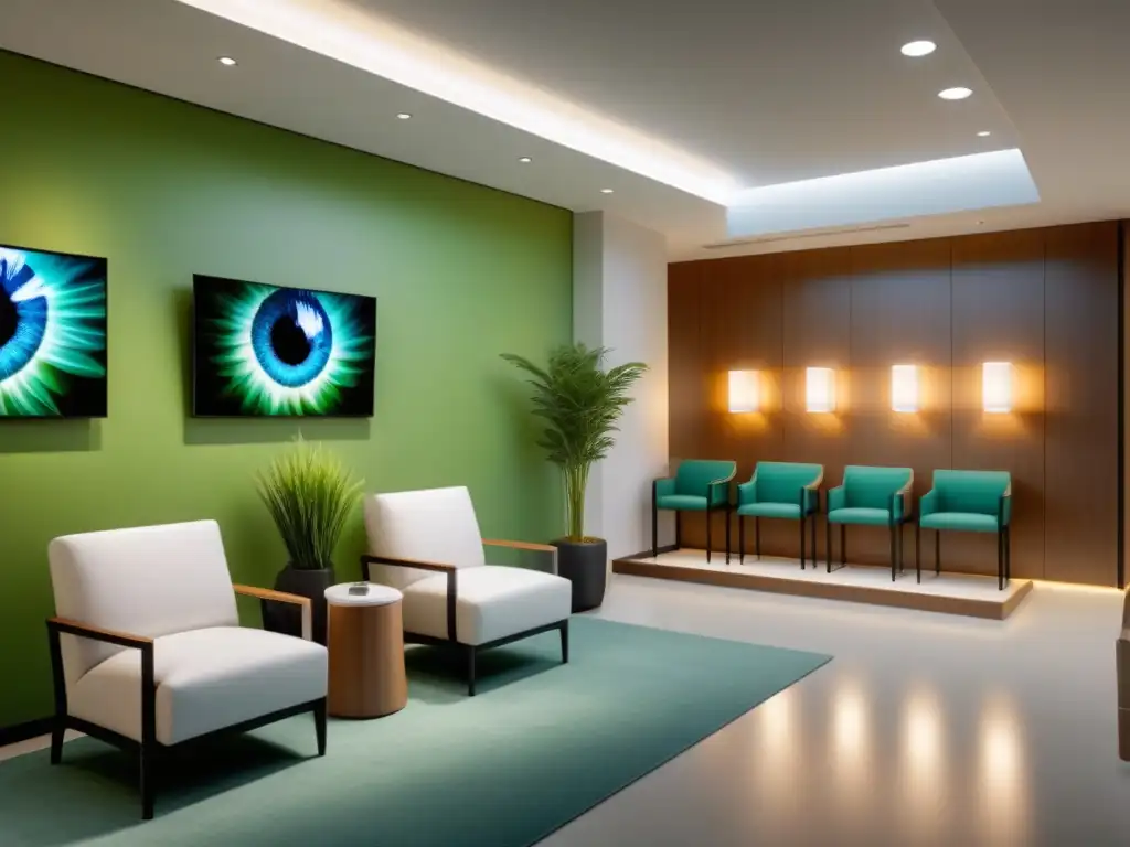 Un moderno consultorio oftalmológico con diseño minimalista y dispositivos avanzados para salud visual