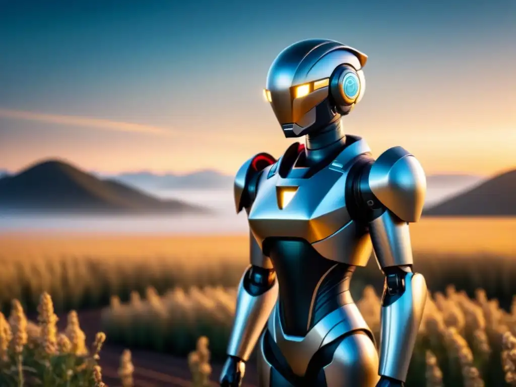 Un nanorobot brillante y detallado, con circuitos intrincados, frente a un fondo futurista